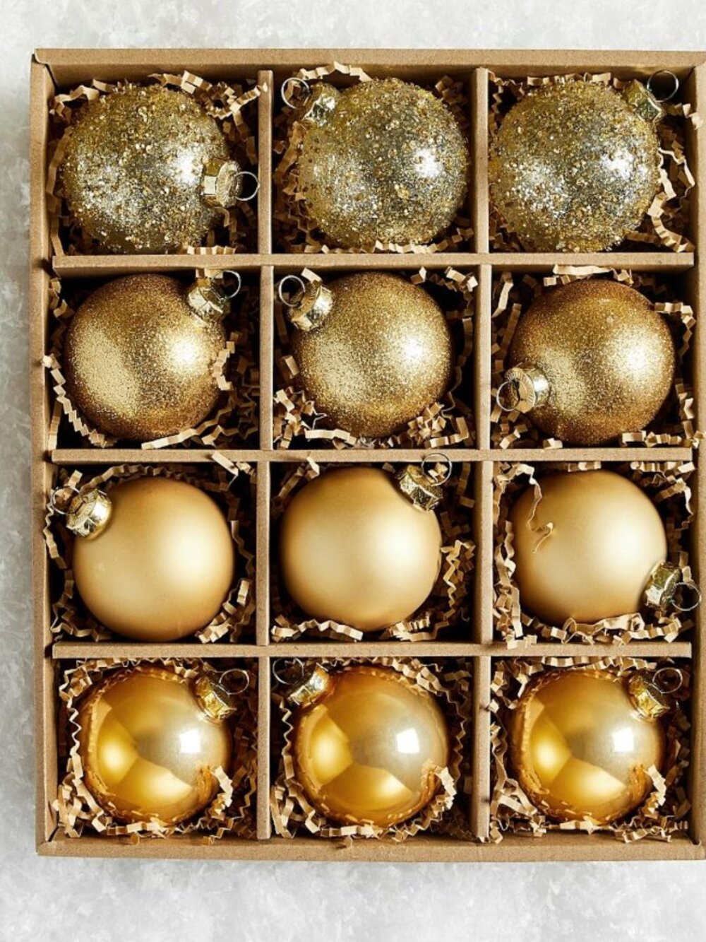 Pottery Barn Mixed Ornaments - Set of 12 Gold